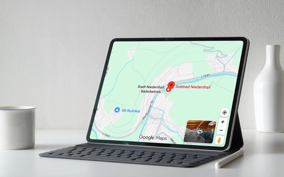 Google Maps mit dem Eintrag Solebad Niedernhall und eingebundenem 360-Grad-Rundgang